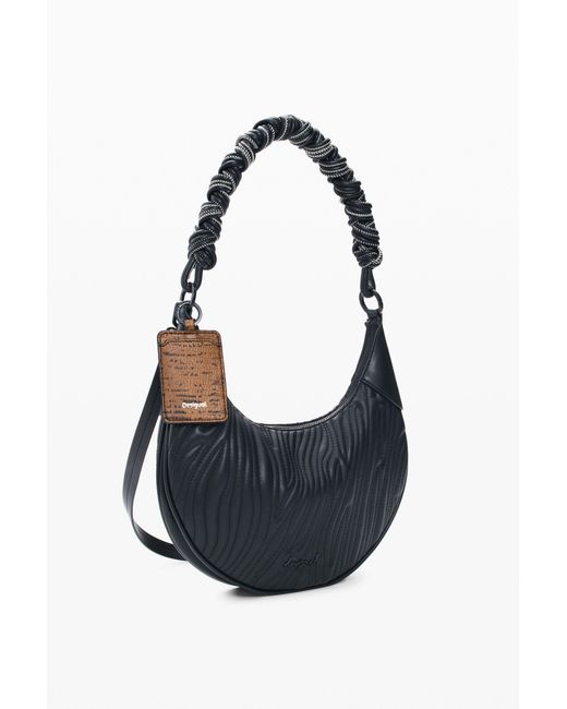 Desigual Blue Medium Oval Embossed Bag, Polyurethane