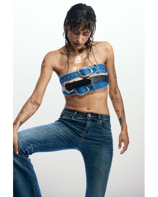 Desigual Blue Frayed Flare Jeans