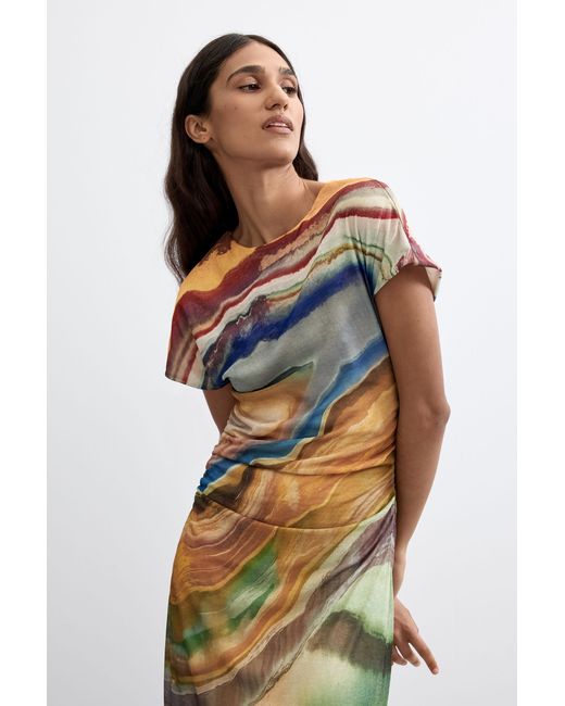 Desigual White Short-Sleeve Knit Dress, Polyester