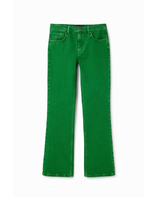 Desigual Green Plain Flare Jeans, Cotton