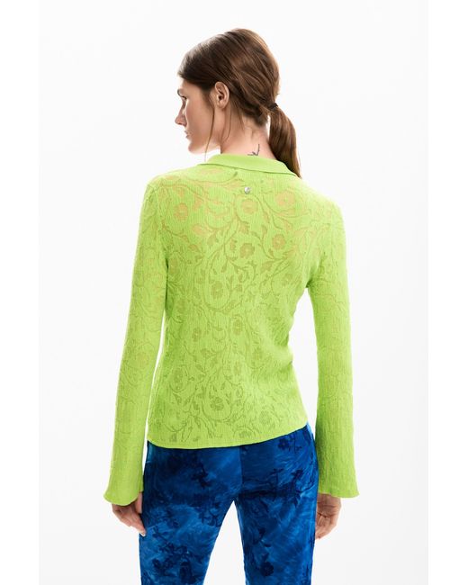 Desigual Green Fitted Floral T-Shirt