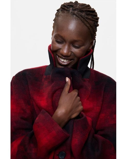 Desigual Long Checkered Coat