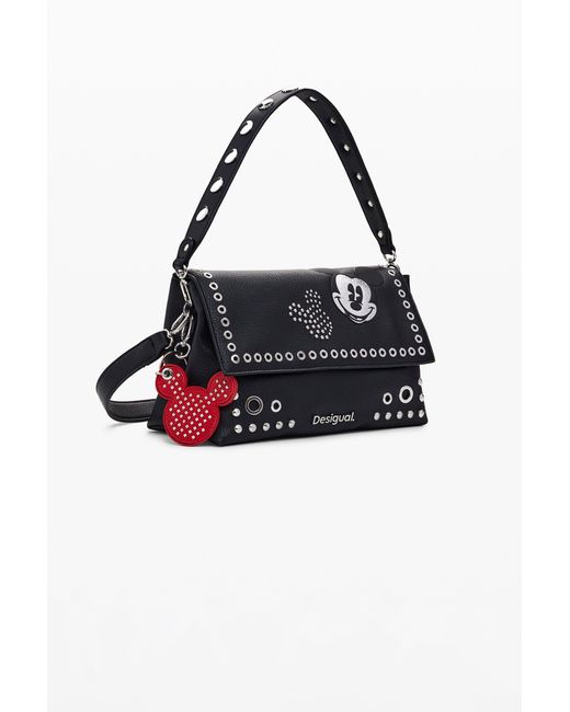 Desigual Black Medium Mickey Mouse Studded Bag, Polyurethane