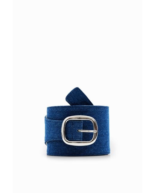 Desigual Blue Denim Sash Belt, Cotton