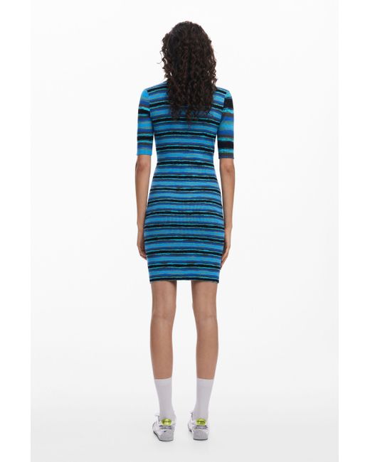 Desigual Blue Polo-Style Knit Dress