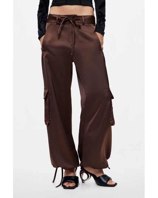 Desigual Brown Long Cargo Pants, Polyester