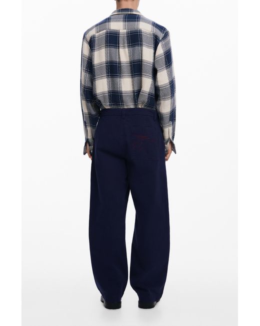 Desigual Blue Structured Straight Pants, Cotton for men