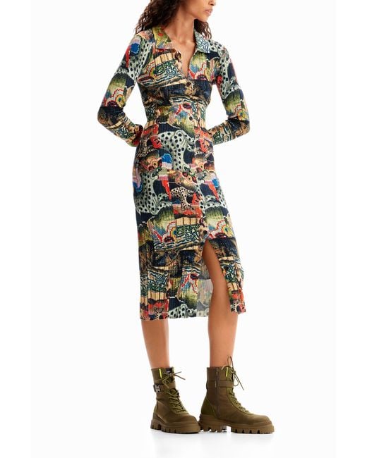 Desigual Brown M. Christian Lacroix Tapestry Midi Dress