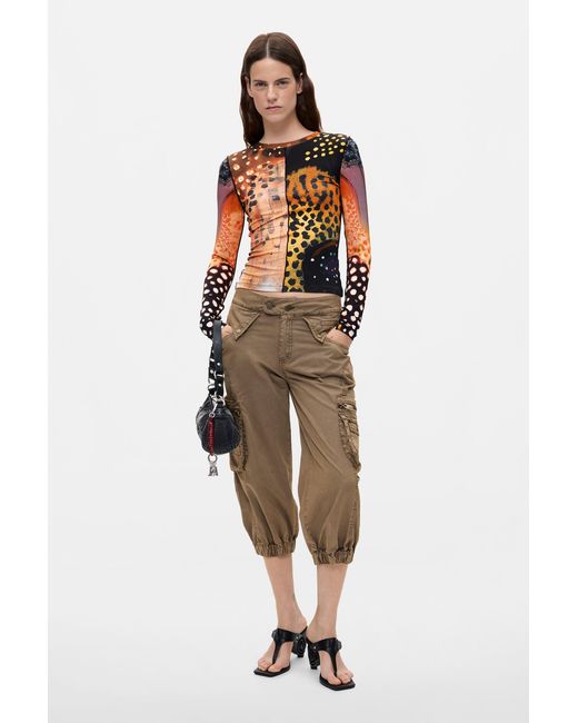 Desigual Multicolor Printed Long Sleeve T-Shirt, Viscose