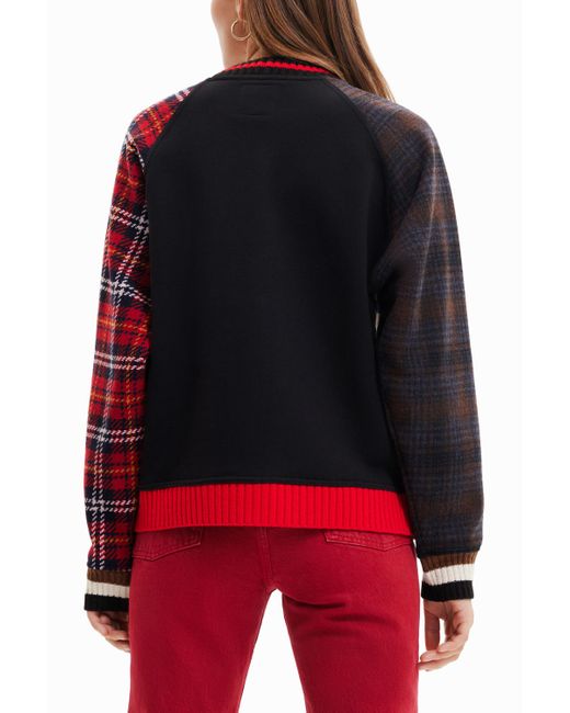 Desigual Black Tartan Wool Sweatshirt