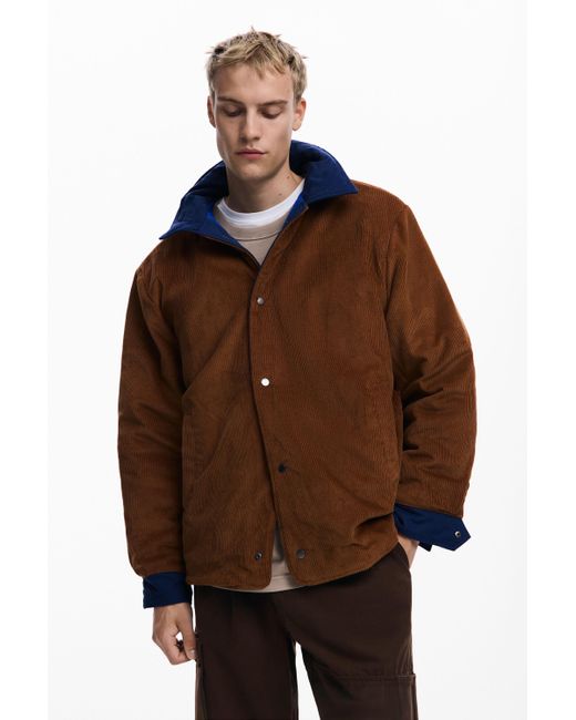 Desigual Brown Reversible Padded Jacket for men