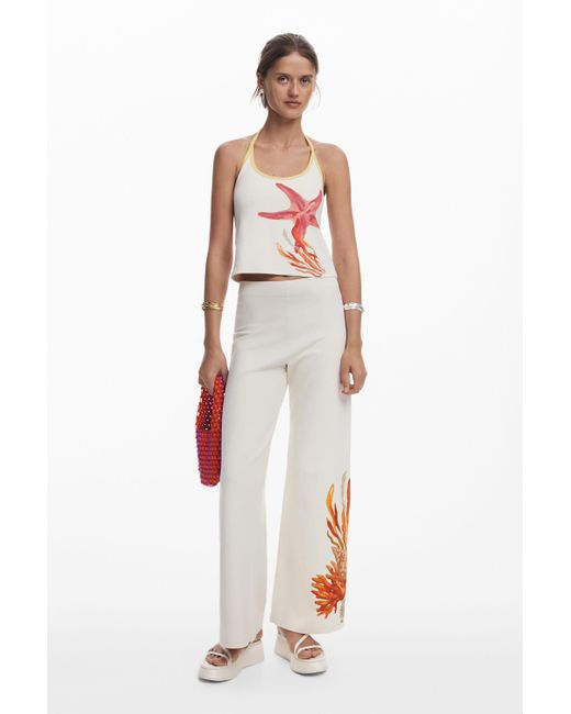 Desigual White Elastic Shell Trousers