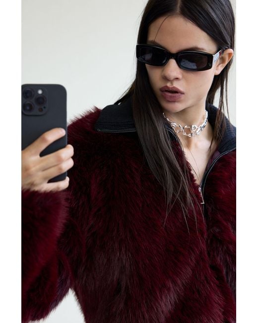 Desigual Purple Raspberry Fur Jacket, Polyester