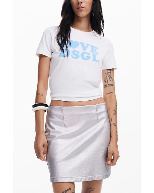 Desigual White Love T-Shirt, Cotton