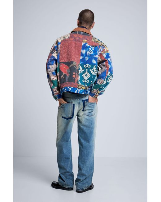 Desigual Blue Patchwork Jacket, Cotton for men