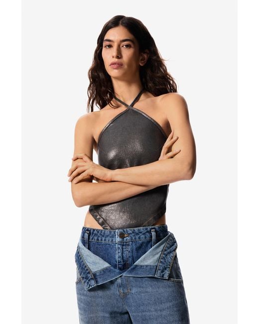 Desigual Blue Double Waistband Denim Trousers Masha Popova, Cotton