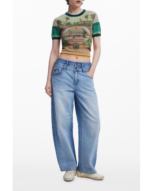 Desigual Green Landscape Knit T-Shirt