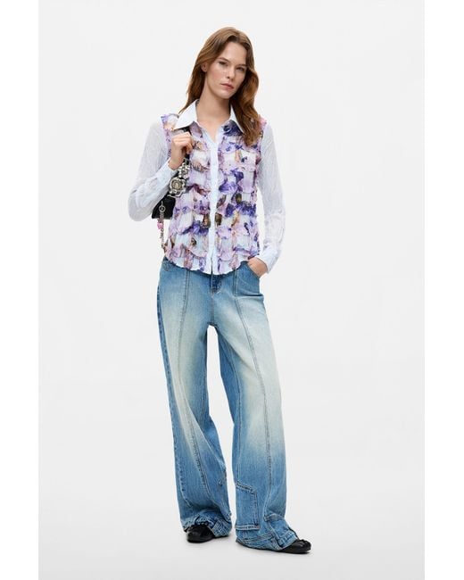 Desigual Blue Printed Long-Sleeve Shirt, Polyester