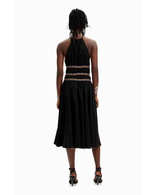 Desigual Black Stella Jean Midi Halter Dress