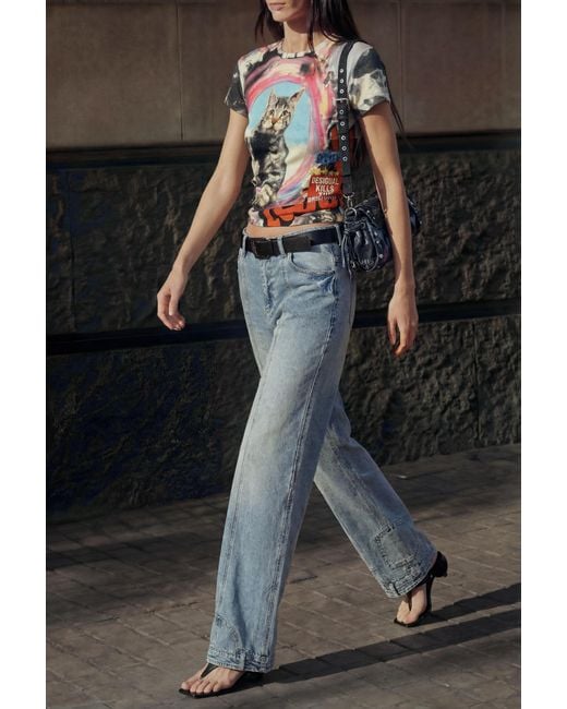 Desigual Red Printed Cat T-Shirt, Cotton