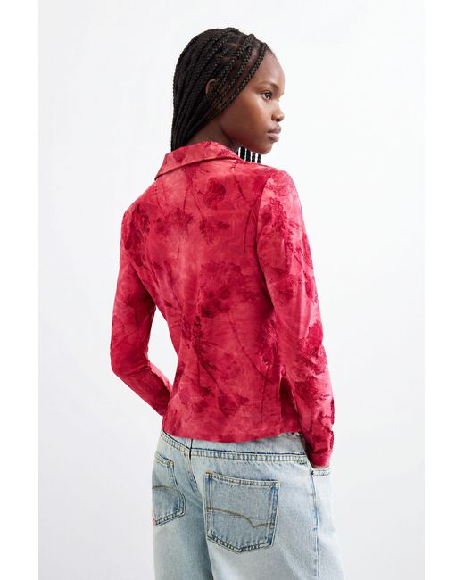 Desigual Red Flocked Shirt, Polyester