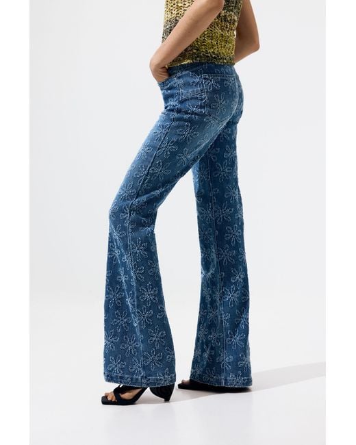 Desigual Blue Flared Denim Trousers