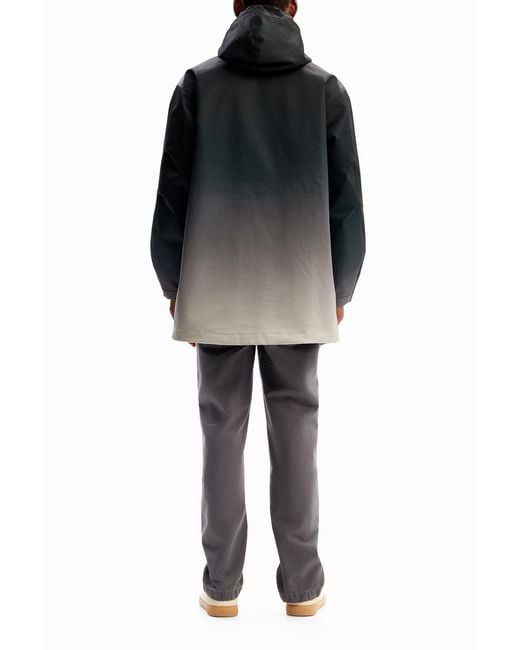 Desigual Black Dégradé Hooded Parka, Polyester for men