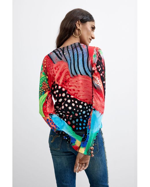 Desigual Red Printed Colors Sweater