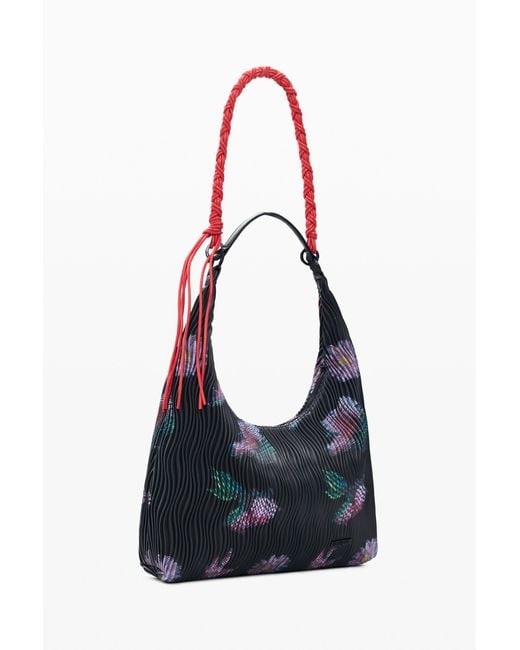 Desigual Blue Medium Oval Textured Bag, Polyurethane