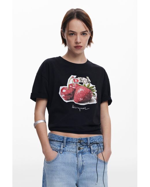 Camiseta Logo Frutas Desigual de color Blue