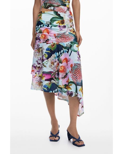 Desigual White Skirt Designed By Mr. Christian Lacroix, Polyester