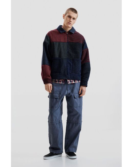 Desigual Blue Chenille Coat Blocks, Polyester for men