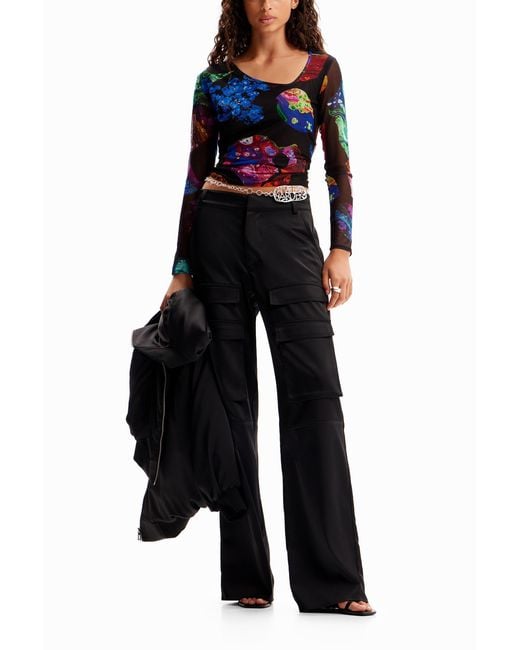Desigual Blue M. Christian Lacroix Mineral Tulle T-Shirt, Polyester