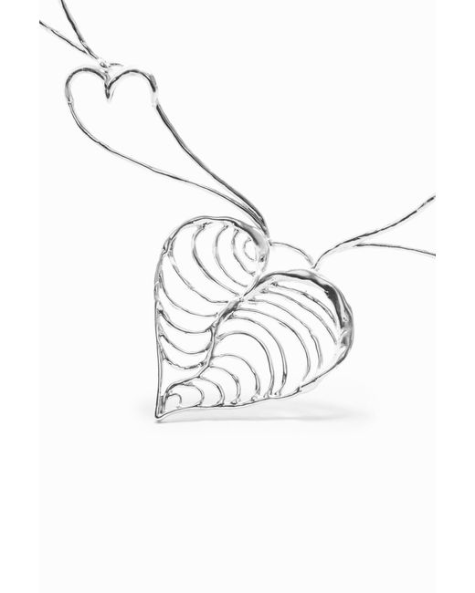 Desigual White Zalio-Plated Heart Necklace
