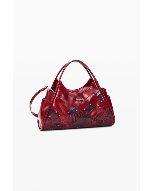Desigual Red Medium Snake Bag, Polyurethane
