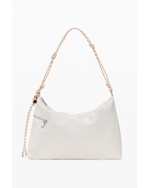 Desigual White Large Charms Bag, Polyurethane