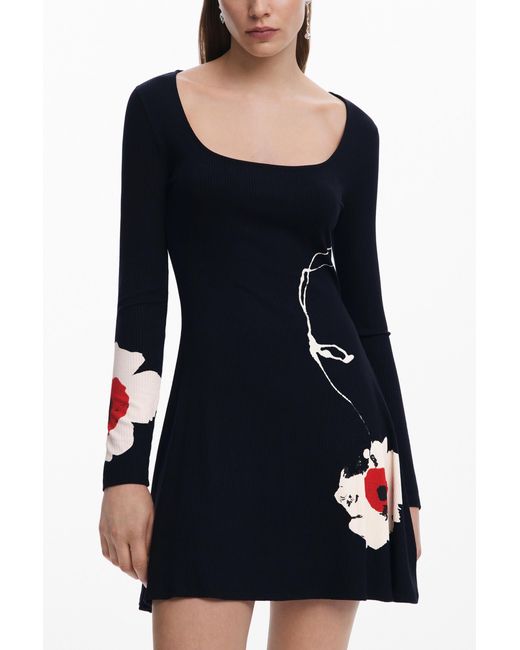 Desigual Red Short Floral Dress, Viscose