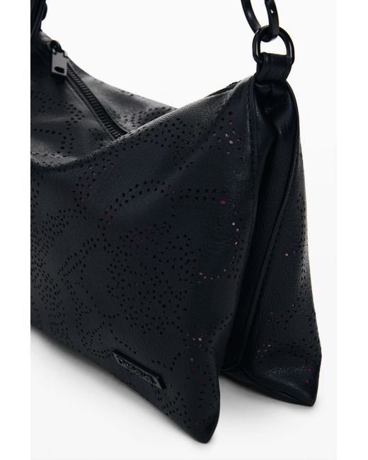 Desigual Black Medium Floral Bag, Polyurethane