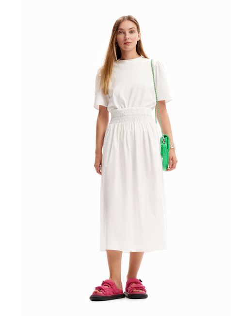 Desigual White Combination Midi Dress