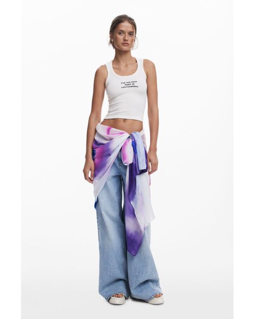 Desigual Purple Watercolor Rectangular Scarf
