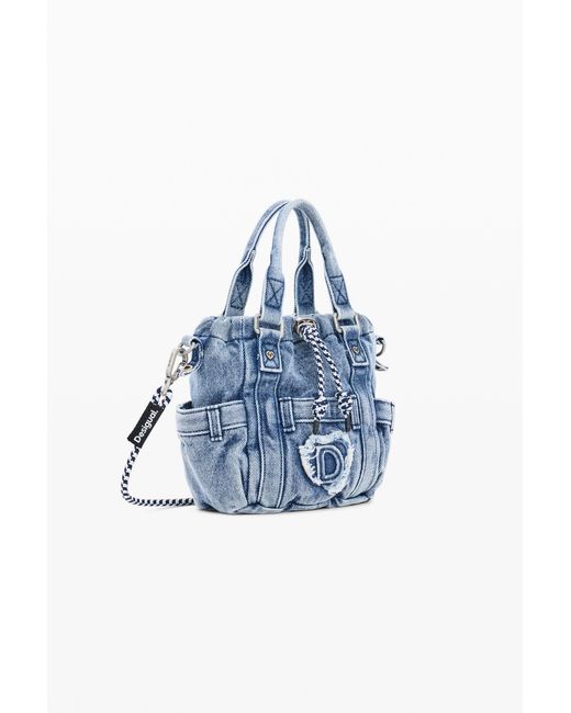 Desigual Blue Mini Denim Crossbody Bag, Cotton