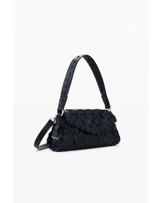 Desigual Black Small Braided Bag, Polyurethane