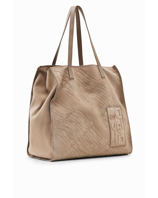Desigual Natural Large Leather Logo Bag