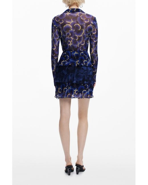 Desigual Blue Dress Designed By Mr. Christian Lacroix, Polyester