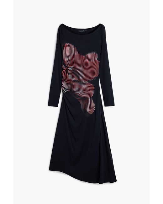 Desigual Blue Pixelated Midi Dress, Viscose