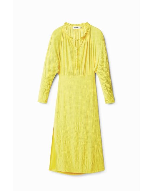Robe Midi Texturée, Viscose, Jaune Desigual en coloris Yellow