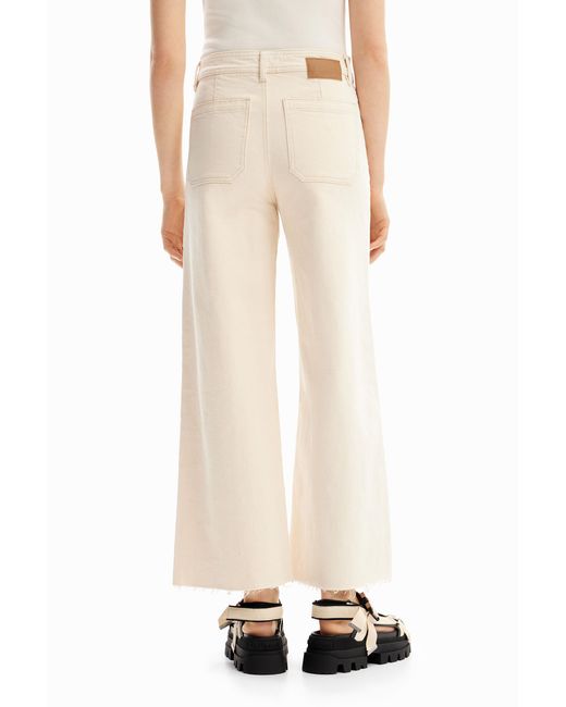 Desigual Natural Cropped Culotte Jeans, Cotton
