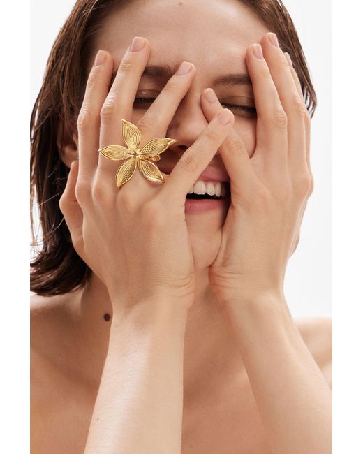 Desigual Metallic Zalio-Plated Flower Ring