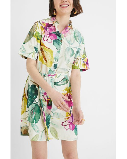 Desigual Green Safari Floral Shirt Dress