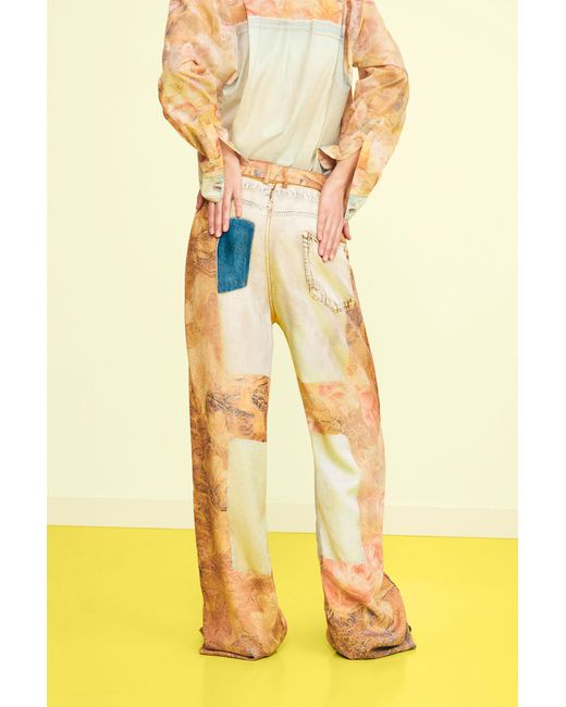 Desigual Metallic Hybrid Printed Trousers, Lyocell